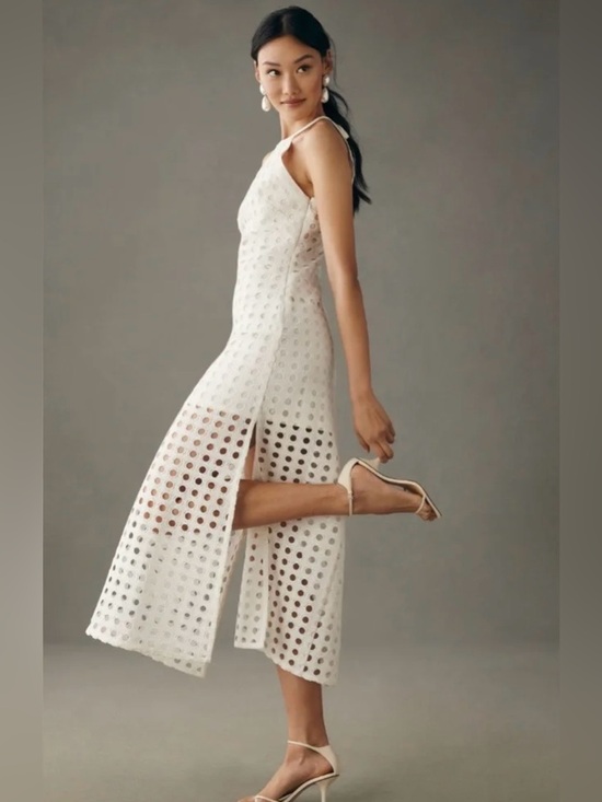 Anthropologie Dresses & Skirts - Anthropologie Vineet Bahl White Eyelet Halter Dress Women’s Large